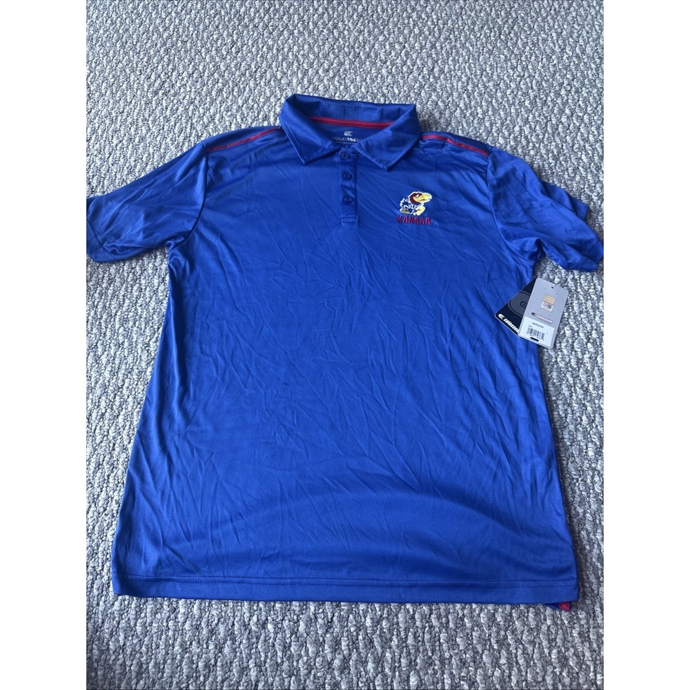Kansas Jayhawks Shirt Mens Large Blue NCAA Basketball Polo KU‎ Colosseum New